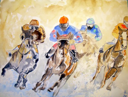 Course Chevaux 46 x 61 cm